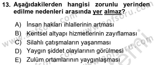 Sürdürülebilir Kentsel Dayanıklılık Dersi 2025 - 2026 Yılı (Final) Dönem Sonu Sınav Soruları 13. Soru