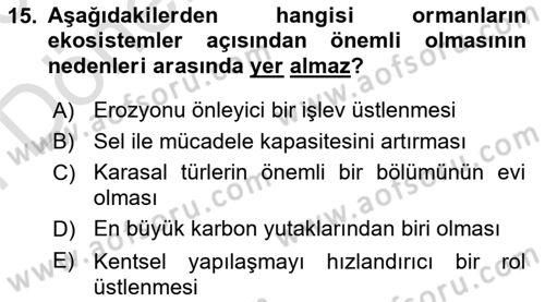 Sürdürülebilir Kentsel Dayanıklılık Dersi 2025 - 2026 Yılı (Final) Dönem Sonu Sınav Soruları 15. Soru