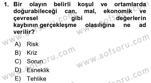 Sürdürülebilir Kentsel Dayanıklılık Dersi 2025 - 2026 Yılı Yaz Okulu Sınav Soruları 1. Soru