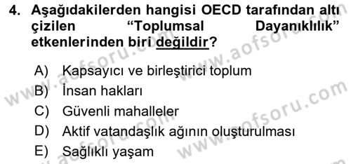 Sürdürülebilir Kentsel Dayanıklılık Dersi 2025 - 2026 Yılı Yaz Okulu Sınav Soruları 4. Soru