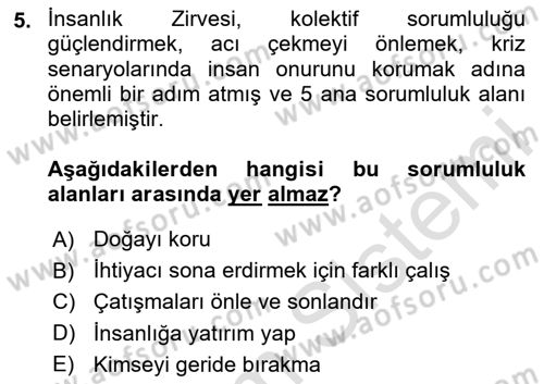 Sürdürülebilir Kentsel Dayanıklılık Dersi 2025 - 2026 Yılı Yaz Okulu Sınav Soruları 5. Soru
