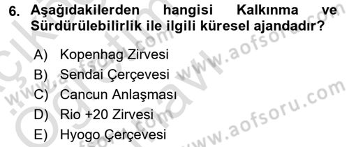 Sürdürülebilir Kentsel Dayanıklılık Dersi 2025 - 2026 Yılı Yaz Okulu Sınav Soruları 6. Soru