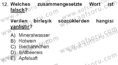 Almanca 1 Dersi 2012 - 2013 Yılı Tek Ders Sınav Soruları 12. Soru
