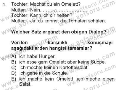 Almanca 1 Dersi 2012 - 2013 Yılı Tek Ders Sınav Soruları 4. Soru