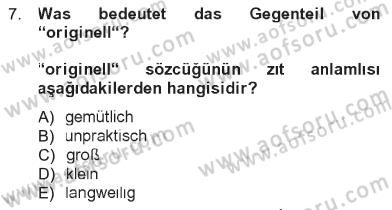 Almanca 1 Dersi 2012 - 2013 Yılı Tek Ders Sınav Soruları 7. Soru