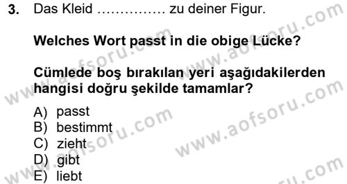 Almanca 2 Dersi 2012 - 2013 Yılı (Vize) Ara Sınav Soruları 3. Soru