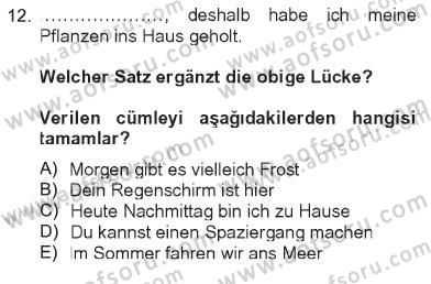 Almanca 2 Dersi 2012 - 2013 Yılı Tek Ders Sınav Soruları 12. Soru