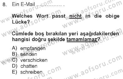 Almanca 2 Dersi 2012 - 2013 Yılı Tek Ders Sınav Soruları 8. Soru
