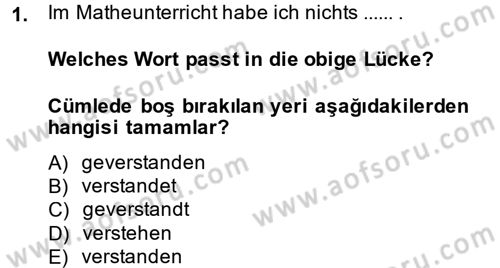 Almanca 2 Dersi 2013 - 2014 Yılı (Final) Dönem Sonu Sınav Soruları 1. Soru