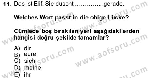 Almanca 2 Dersi 2014 - 2015 Yılı (Vize) Ara Sınav Soruları 11. Soru