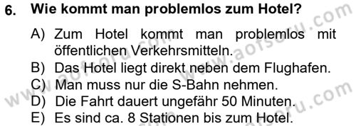 Almanca 2 Dersi 2014 - 2015 Yılı (Vize) Ara Sınav Soruları 6. Soru