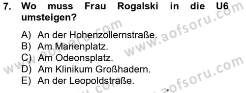 Almanca 2 Dersi 2014 - 2015 Yılı (Vize) Ara Sınav Soruları 7. Soru