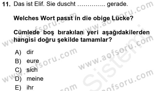 Almanca 2 Dersi 2015 - 2016 Yılı (Vize) Ara Sınav Soruları 11. Soru