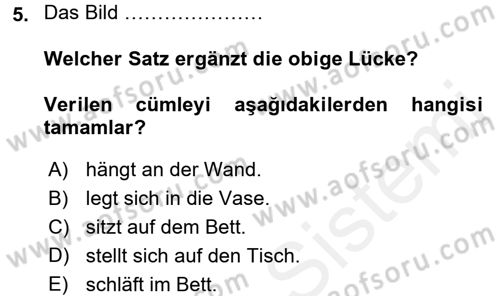 Almanca 2 Dersi 2015 - 2016 Yılı (Vize) Ara Sınav Soruları 5. Soru
