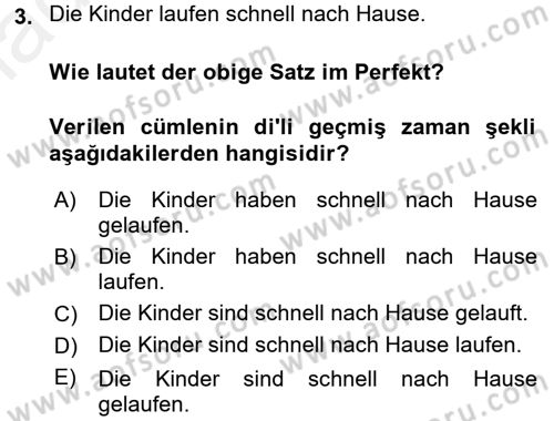 Almanca 2 Dersi 2015 - 2016 Yılı Tek Ders Sınav Soruları 3. Soru