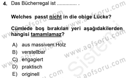 Almanca 2 Dersi 2015 - 2016 Yılı Tek Ders Sınav Soruları 4. Soru