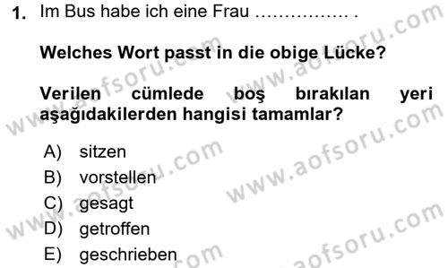 Almanca 2 Dersi 2016 - 2017 Yılı (Final) Dönem Sonu Sınav Soruları 1. Soru