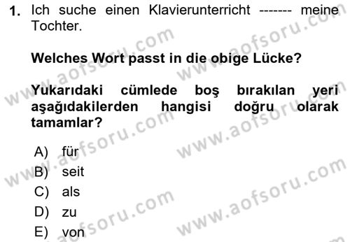 Almanca 2 Dersi 2024 - 2025 Yılı Yaz Okulu Sınav Soruları 1. Soru
