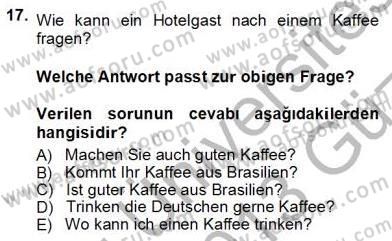 Turizm İçin Almanca 1 Dersi 2012 - 2013 Yılı (Vize) Ara Sınav Soruları 17. Soru