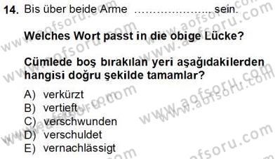 Turizm İçin Almanca 1 Dersi 2013 - 2014 Yılı Tek Ders Sınav Soruları 14. Soru