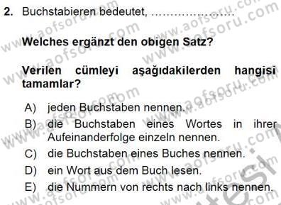 Turizm İçin Almanca 1 Dersi 2015 - 2016 Yılı (Final) Dönem Sonu Sınav Soruları 2. Soru