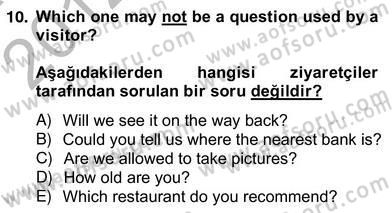 Turizm İçin Almanca 2 Dersi 2012 - 2013 Yılı (Vize) Ara Sınav Soruları 10. Soru