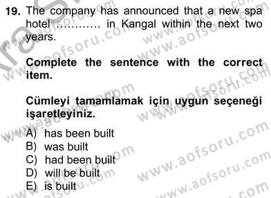 Turizm İçin Almanca 2 Dersi 2012 - 2013 Yılı (Vize) Ara Sınav Soruları 19. Soru