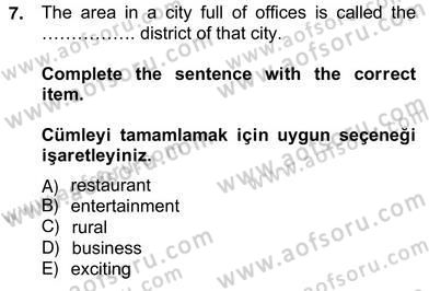 Turizm İçin Almanca 2 Dersi 2012 - 2013 Yılı (Vize) Ara Sınav Soruları 7. Soru