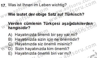 Turizm İçin Almanca 2 Dersi 2013 - 2014 Yılı (Final) Dönem Sonu Sınav Soruları 17. Soru