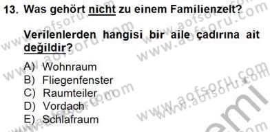 Turizm İçin Almanca 2 Dersi 2014 - 2015 Yılı (Vize) Ara Sınav Soruları 13. Soru