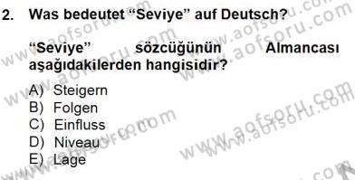 Turizm İçin Almanca 2 Dersi 2014 - 2015 Yılı (Vize) Ara Sınav Soruları 2. Soru