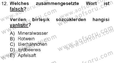 Almanca 1 Dersi 2012 - 2013 Yılı Tek Ders Sınav Soruları 12. Soru