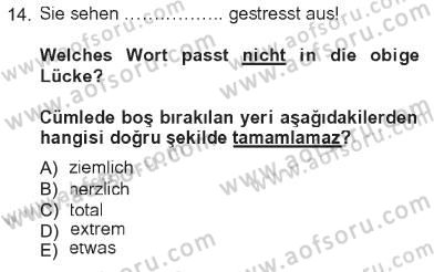 Almanca 1 Dersi 2012 - 2013 Yılı Tek Ders Sınav Soruları 14. Soru