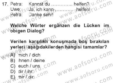 Almanca 1 Dersi 2012 - 2013 Yılı Tek Ders Sınav Soruları 17. Soru