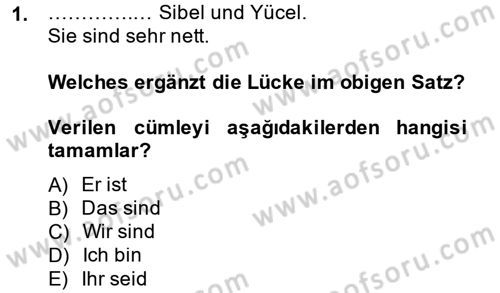 Almanca 1 Dersi 2014 - 2015 Yılı (Final) Dönem Sonu Sınav Soruları 1. Soru