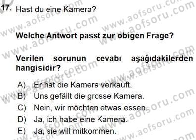 Almanca 1 Dersi 2015 - 2016 Yılı (Final) Dönem Sonu Sınav Soruları 17. Soru