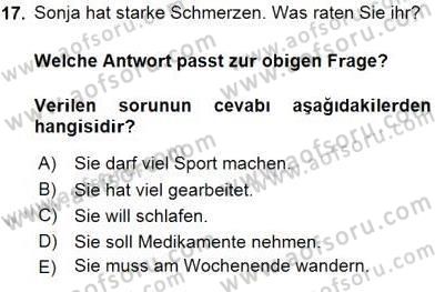 Almanca 2 Dersi 2015 - 2016 Yılı (Vize) Ara Sınavı 17. Soru
