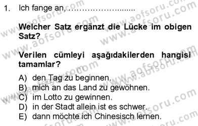 Almanca 3 Dersi 2012 - 2013 Yılı (Final) Dönem Sonu Sınavı 1. Soru