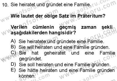 Almanca 3 Dersi 2012 - 2013 Yılı (Final) Dönem Sonu Sınavı 10. Soru