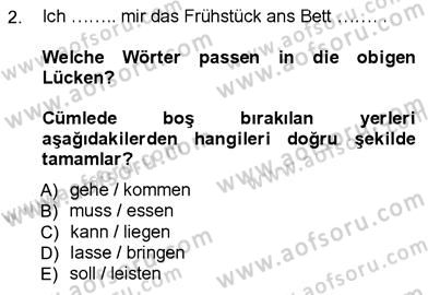 Almanca 3 Dersi 2012 - 2013 Yılı (Final) Dönem Sonu Sınavı 2. Soru