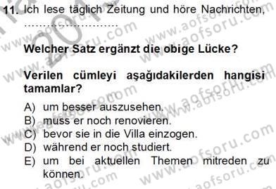 Almanca 3 Dersi 2013 - 2014 Yılı Tek Ders Sınavı 11. Soru