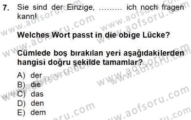 Almanca 3 Dersi 2013 - 2014 Yılı Tek Ders Sınavı 7. Soru