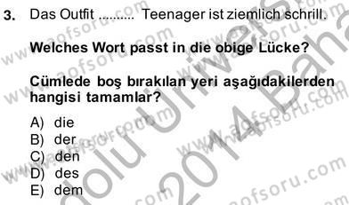 Almanca 4 Dersi 2013 - 2014 Yılı (Vize) Ara Sınavı 3. Soru