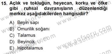İnsan Anatomisi Ve Fizyolojisi Dersi Ara Sınavı Deneme Sınav Soruları 15. Soru