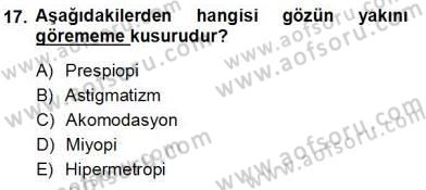 İnsan Anatomisi Ve Fizyolojisi Dersi Ara Sınavı Deneme Sınav Soruları 17. Soru