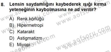İnsan Anatomisi Ve Fizyolojisi Dersi 2012 - 2013 Yılı (Final) Dönem Sonu Sınav Soruları 8. Soru