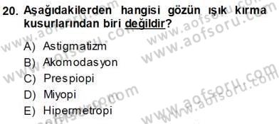 İnsan Anatomisi Ve Fizyolojisi Dersi Ara Sınavı Deneme Sınav Soruları 20. Soru