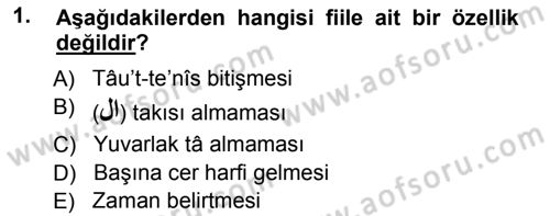 Arapça 1 Dersi 2012 - 2013 Yılı (Vize) Ara Sınav Soruları 1. Soru