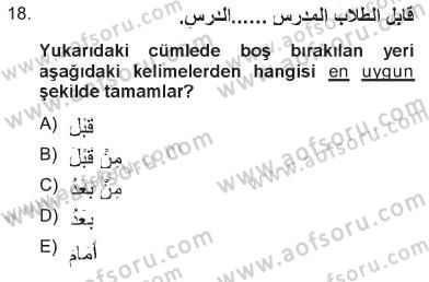 Arapça 1 Dersi 2012 - 2013 Yılı Tek Ders Sınav Soruları 18. Soru