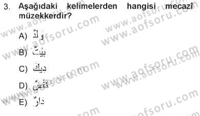 Arapça 1 Dersi 2012 - 2013 Yılı Tek Ders Sınavı 3. Soru